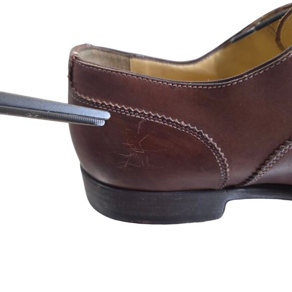 Santoni Calfskin‎ Leather Cap Toe Oxford Italy Shoes Brown 1976 Men Sz 10 D main image 8